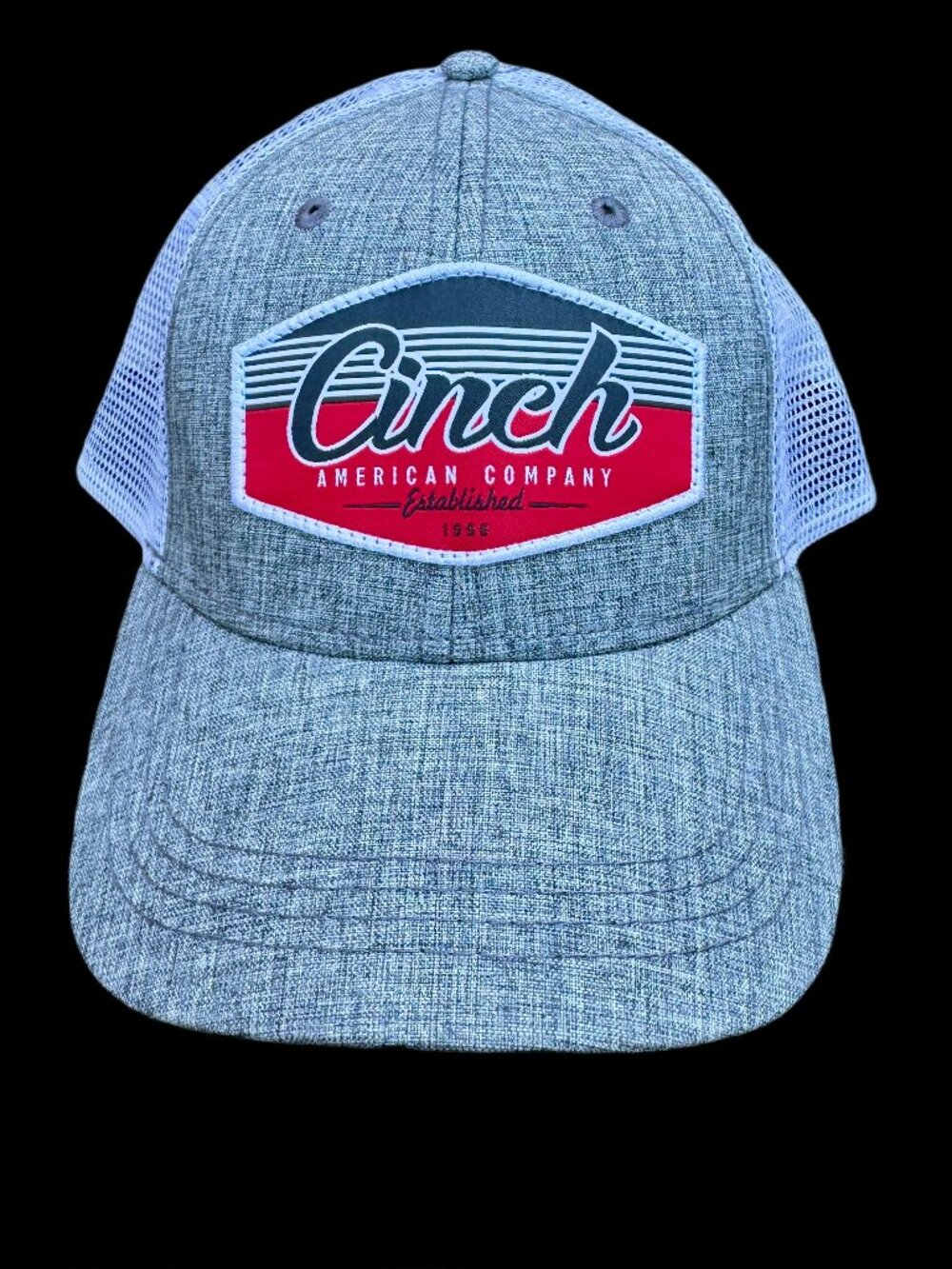 Cinch American Company Trucker Cap Hat Snapback Gray White Mesh Western Rodeo